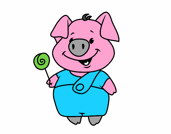 Little pig with lollipop