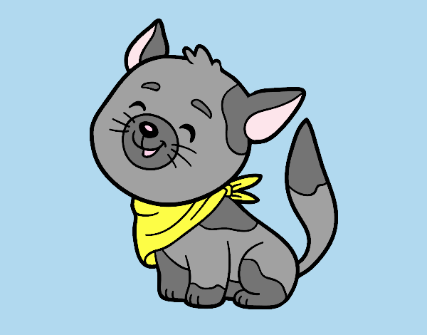 Coloring page Cat with kerchief painted byLornaAnia