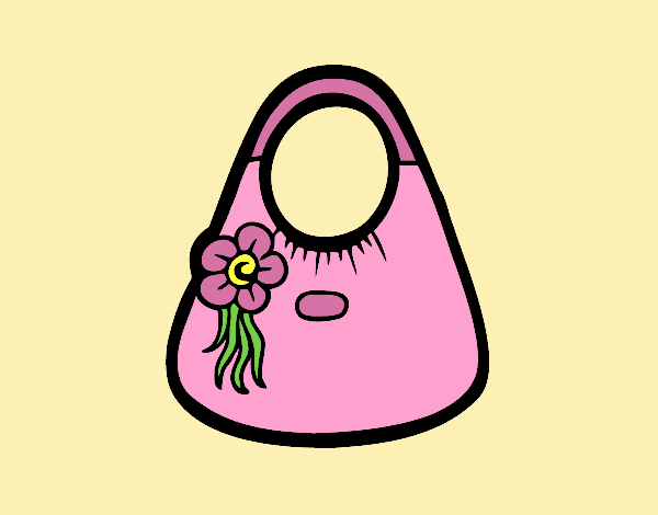 Coloring page  Handbag with handless and flower painted byLornaAnia
