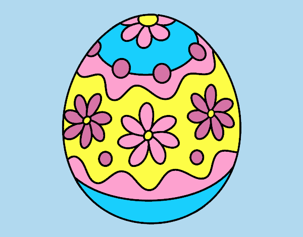 Coloring page Homemade easter egg with flowers painted byLornaAnia
