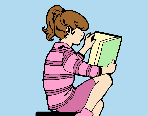 Coloring page Little girl reading painted byLornaAnia