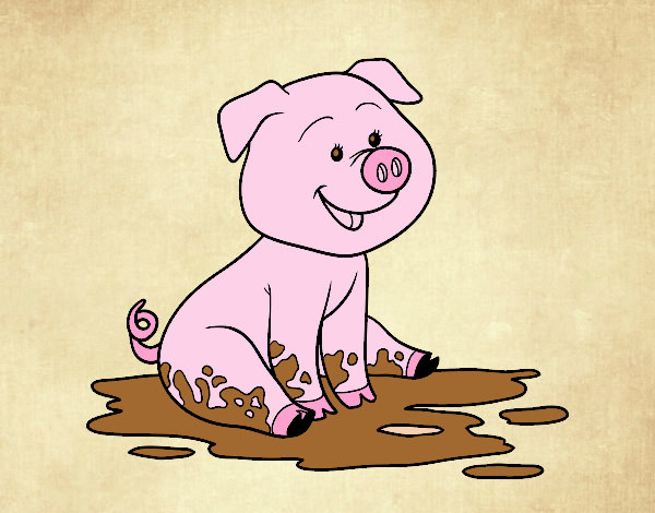 Coloring page Pig in mud painted byLornaAnia