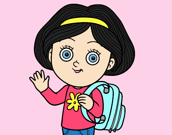 Coloring page School girl painted byLornaAnia