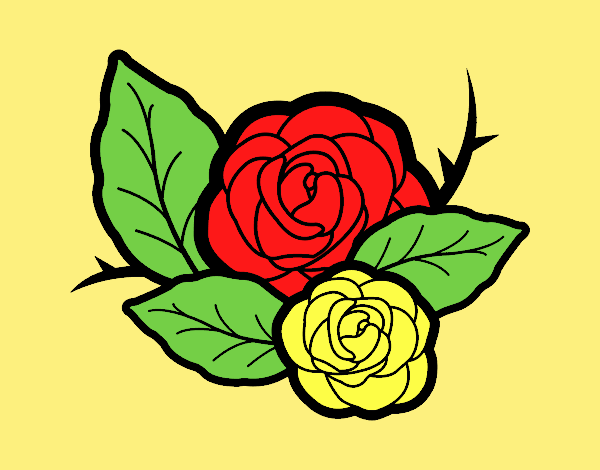 Coloring page Two roses painted byANIA2