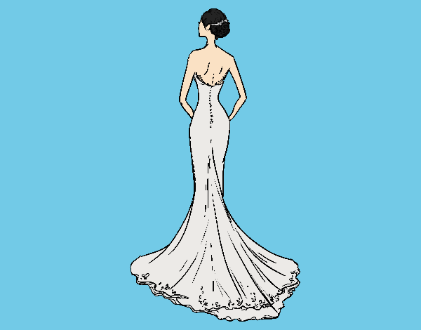 Coloring page Wedding dress with tail painted byLornaAnia
