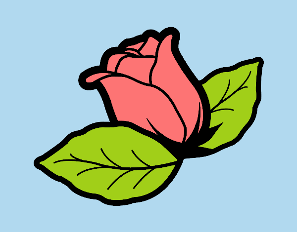 Coloring page Rose with leaves painted byANIA2
