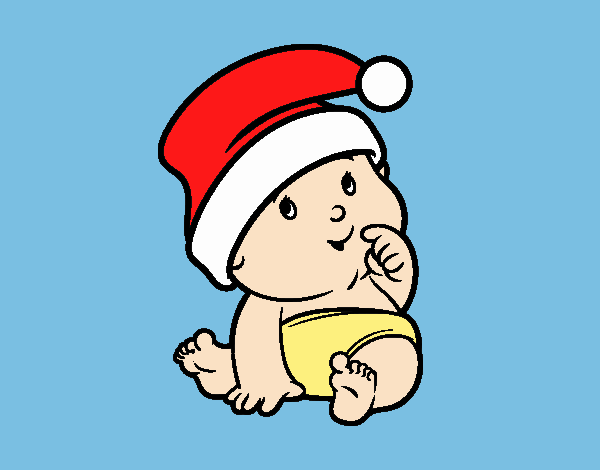 Coloring page Baby with Santa Claus Hat painted byAnitaR