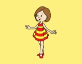 Coloring page Girl with short dress painted byANIA2