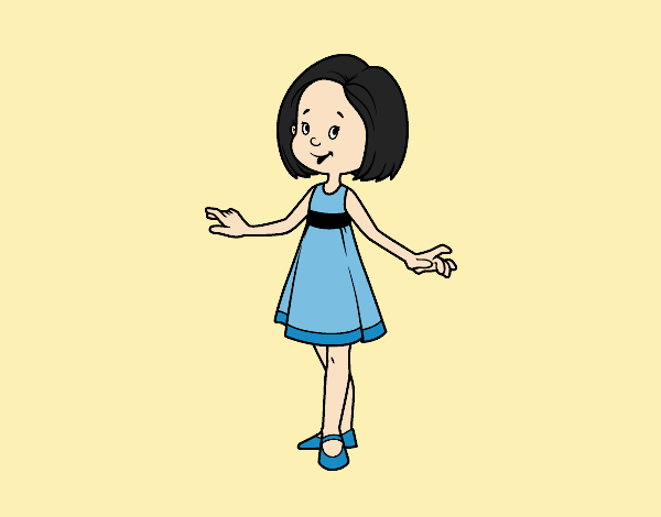 Coloring page Girl with summer dress painted byANIA2