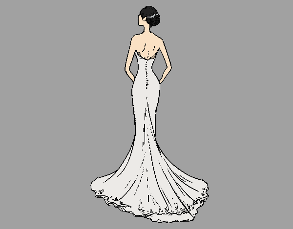 Wedding dress with tail