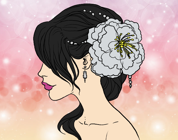 Coloring page Flower wedding hairstyle painted byAnitaR