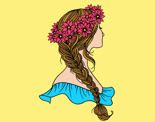 Coloring page Hairstyle with braid painted byAnitaR