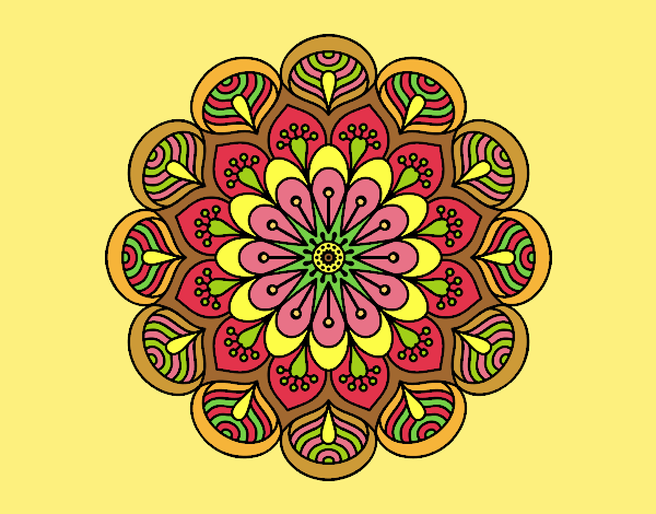 Coloring page Mandala flower and sheets painted byJessicaB