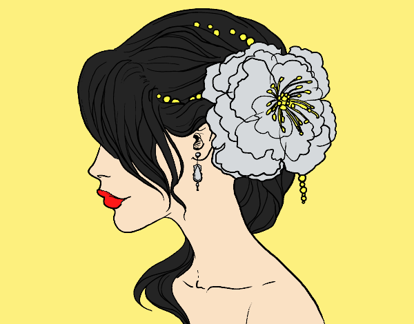 Coloring page Flower wedding hairstyle painted byJessicaB