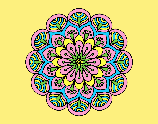 Coloring page Mandala flower and sheets painted byAnitaR