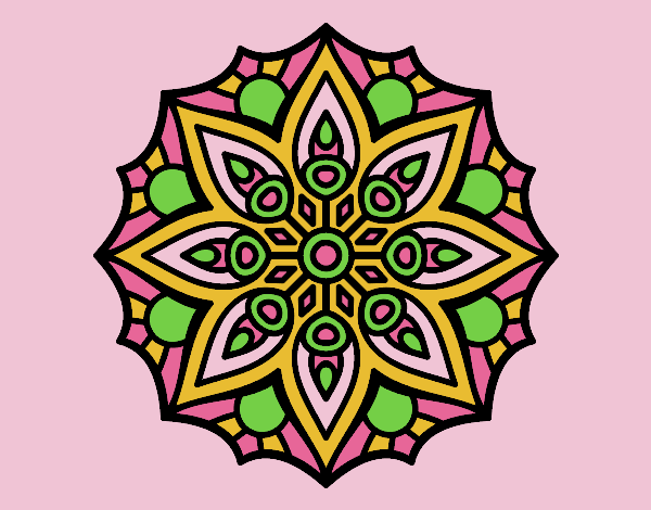 Coloring page Mandala simple symmetry  painted byAnitaR