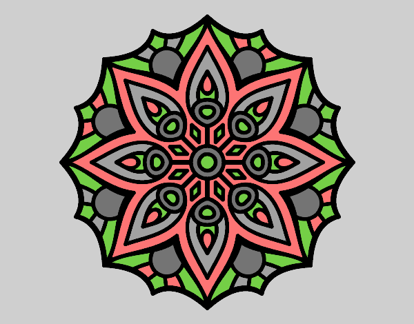 Coloring page Mandala simple symmetry  painted byJessicaB