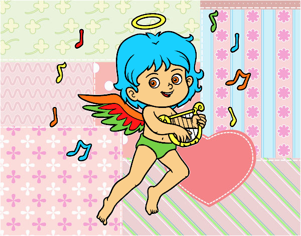 Cupid playing the harp