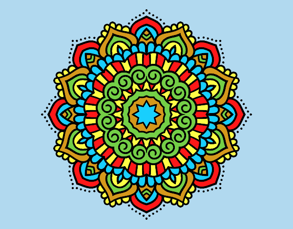 Coloring page Mandala decorated star painted byJessicaB