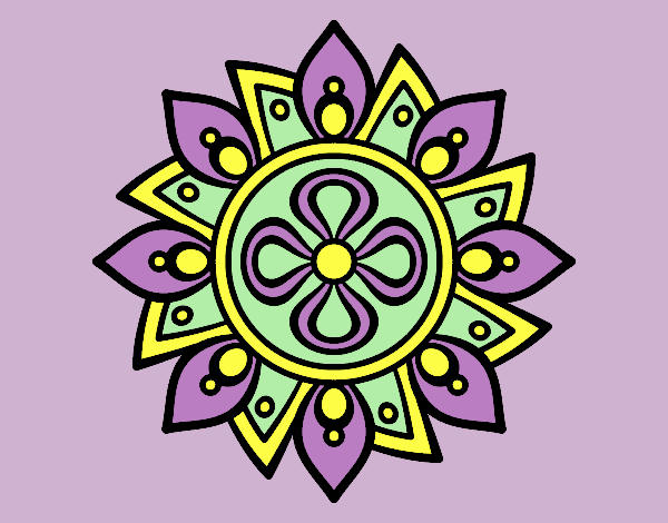 Coloring page Mandala simple flower painted byJessicaB