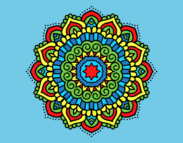 Coloring page Mandala decorated star painted byAnitaR