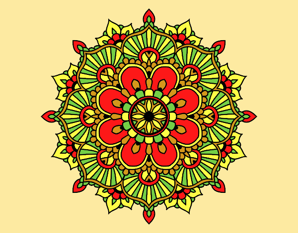Coloring page Mandala floral flash painted byAnitaR