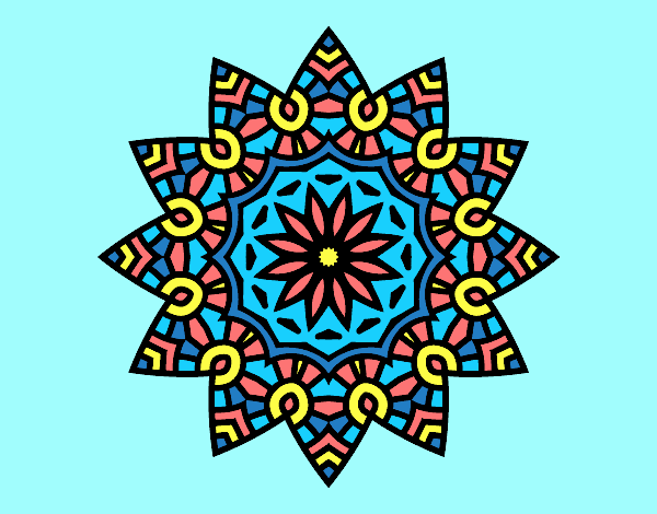 Coloring page Mandala flowery star painted byJessicaB