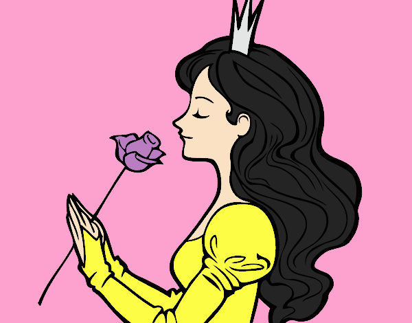 Coloring page Princess and rose painted byJessicaB
