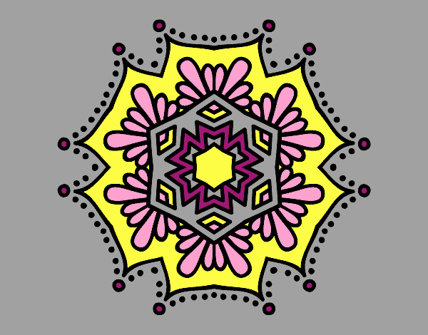 Coloring page Symmetrical flower mandala painted byJessicaB