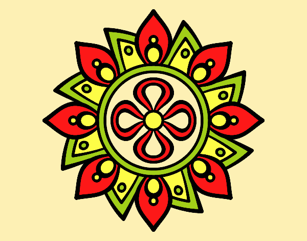 Coloring page Mandala simple flower painted byAnitaR