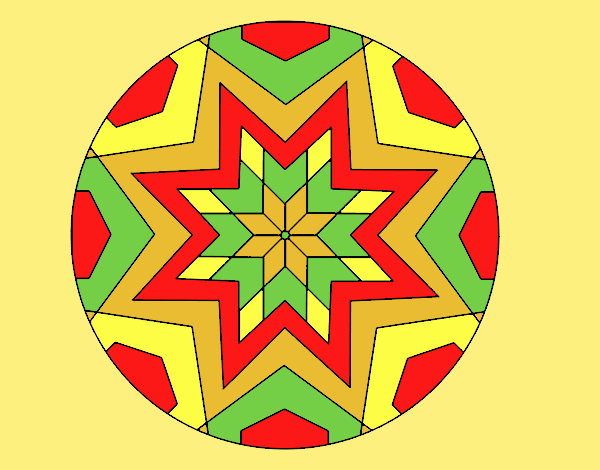 Coloring page Mandala star mosaic painted byAnitaR