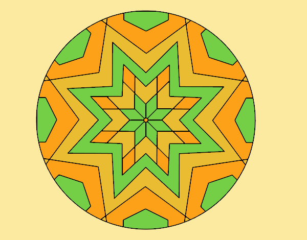 Coloring page Mandala star mosaic painted byJessicaB