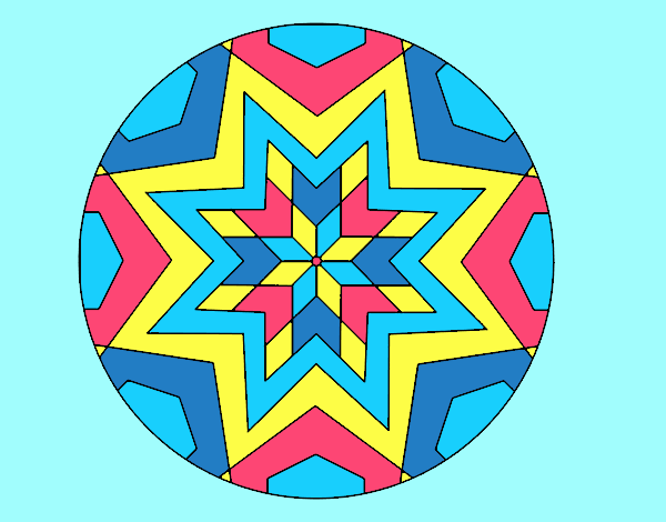 Coloring page Mandala star mosaic painted byLornaAnia