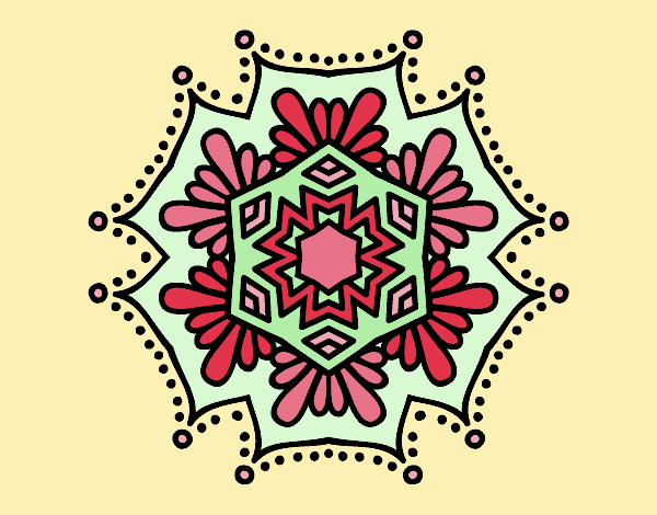 Coloring page Symmetrical flower mandala painted byLornaAnia