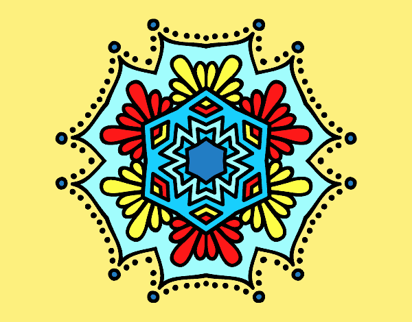 Coloring page Symmetrical flower mandala painted byAnitaR