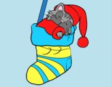 Coloring page Kitten sleeping in a Christmas stocking painted byJessicaB