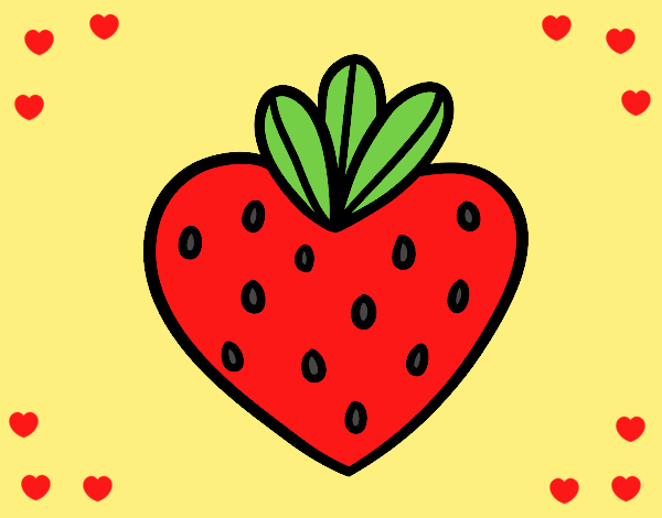 Coloring page Strawberry heart painted byLornaAnia
