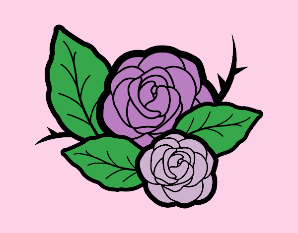Coloring page Two roses painted byJessicaB