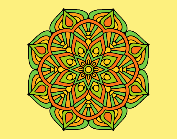 Coloring page A mandala oriental flower	 painted byLornaAnia