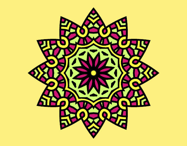 Coloring page Mandala flowery star painted byLornaAnia