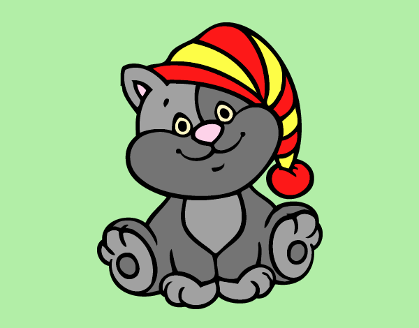 Coloring page Cat with hat painted byLornaAnia