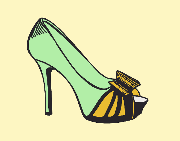 Coloring page Platform shoe with bow painted byLornaAnia
