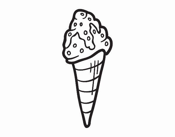 Ice cream cornet with topping