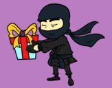 Ninja with present