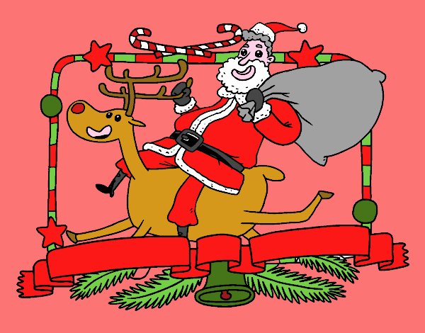 Colored page Santa Claus and Christmas reindeer painted by User not