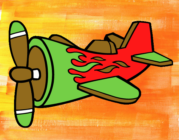 Plane with flames