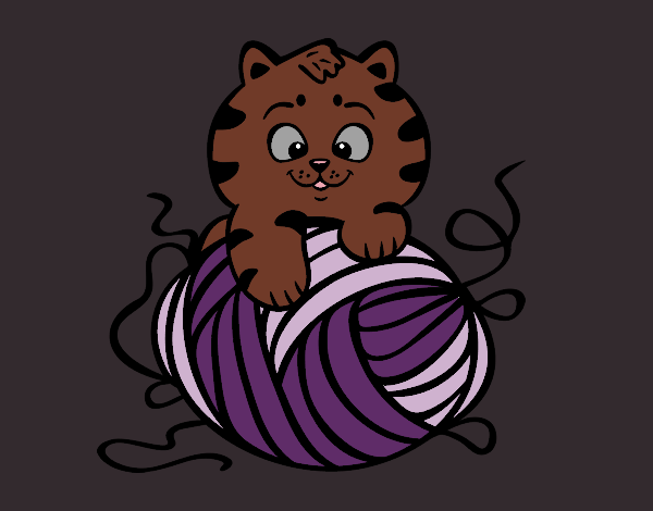 Cat with a ball of wool