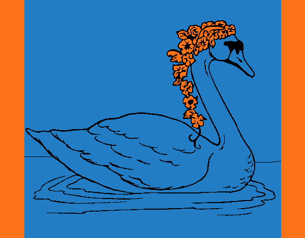 Swan with flowers