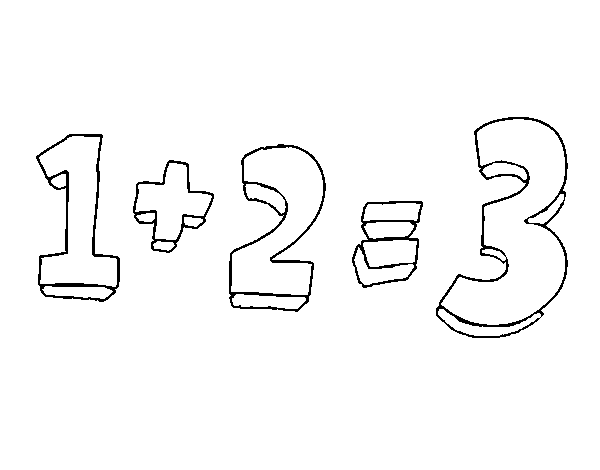 1+2=3 coloring page