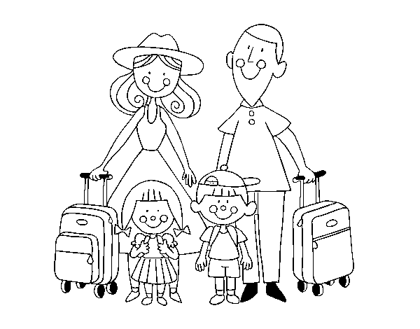 A family vacation coloring page